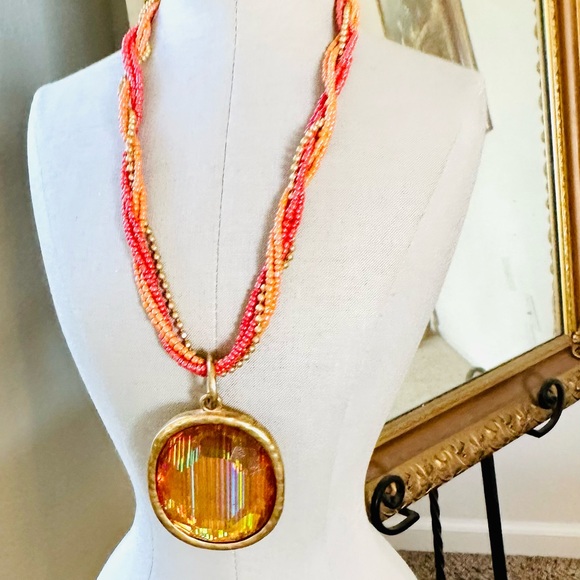 Vintage Dichroic Large pendant necklace - Picture 5 of 14